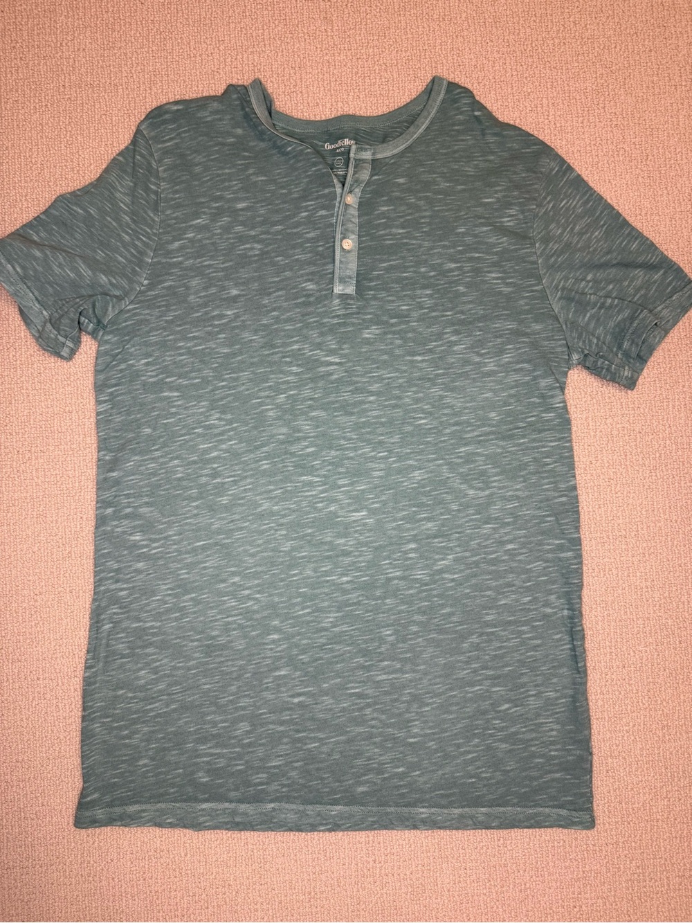 Men's Short Sleeve Henley Shirt - Heather Teal